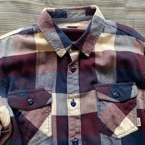 Vans flannel maroon n blue
